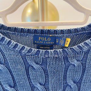 POLO RALPH LAUREN Julianna embroidered cable-knit cotton sweater Navy XS